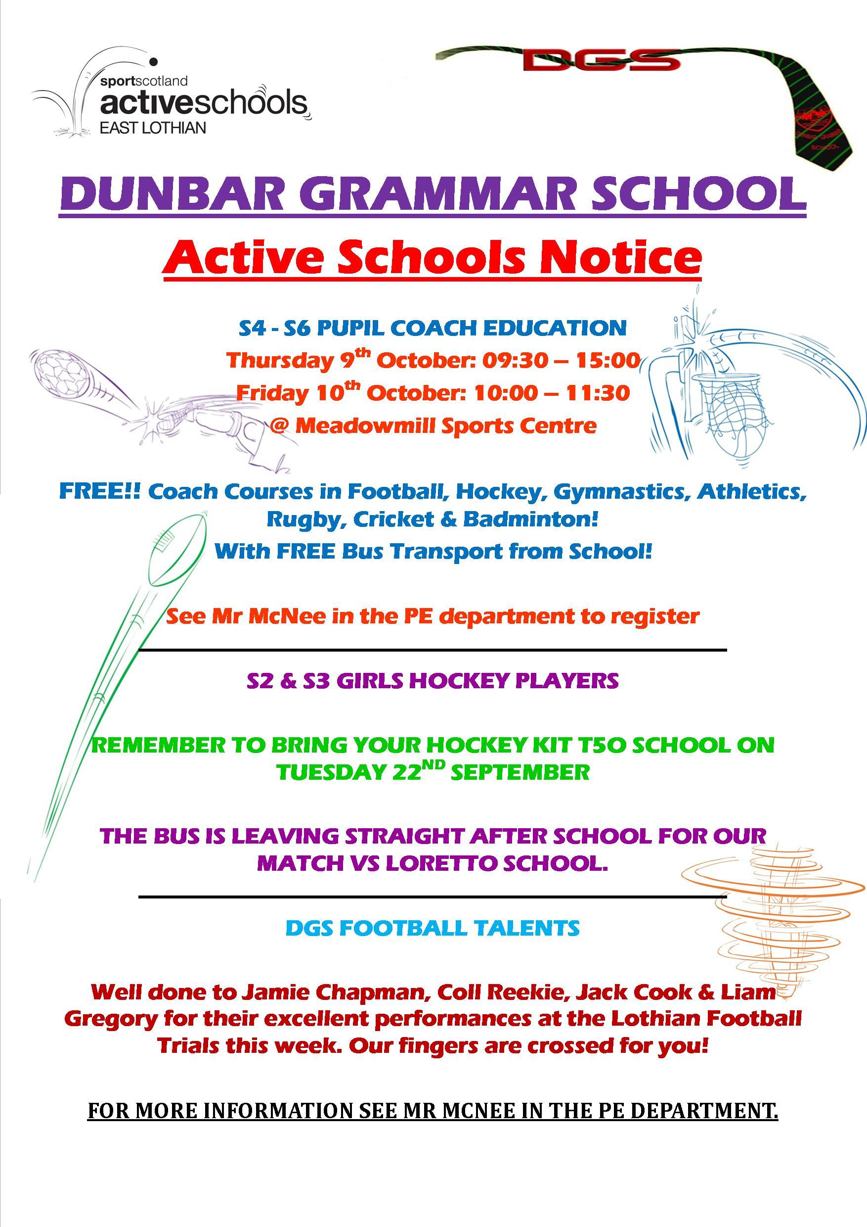 Active Schools Notice 18/09/15