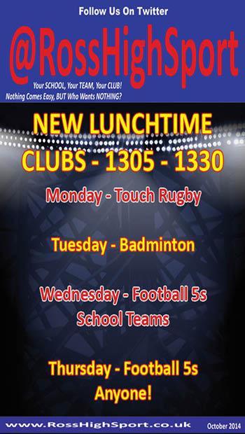 @RossHighSport Lunchtime Clubs